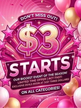 Pink Party Sale Poster - Vibrant $3 Event Promotional Sign